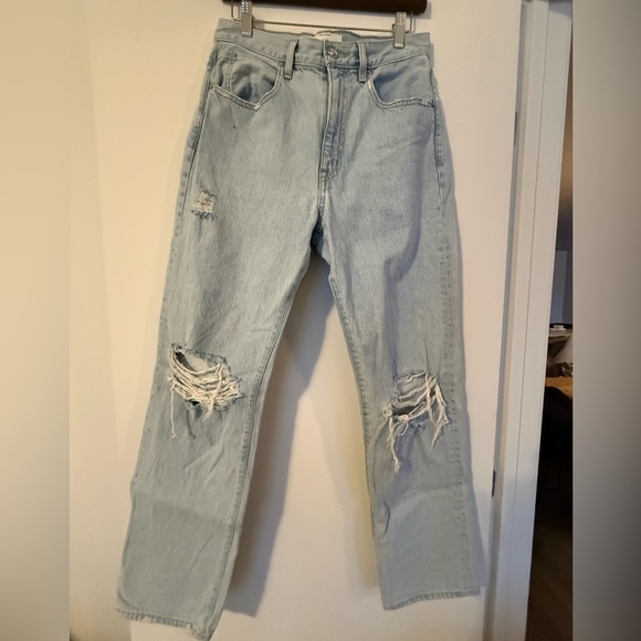 SLVRLAKE Denim - SLVRLAKE Light Blue Distressed Wide Leg Jeans